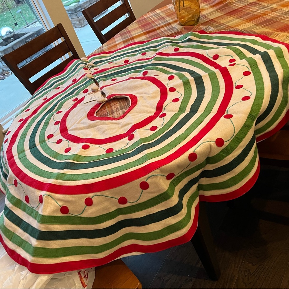 Holiday Striped Tree Skirt - Red, Green, White
